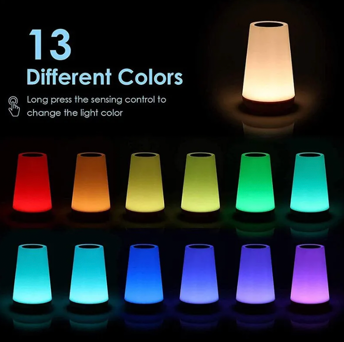 13 Colour Changing Dimmable Night Light Table Bedside Lamp Remote Control Touch USB Rechargeable