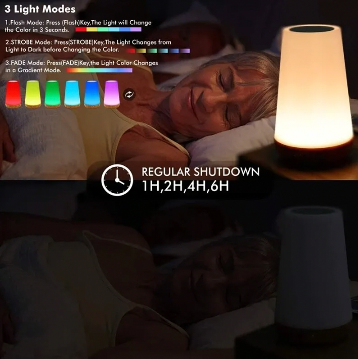 13 Colour Changing Dimmable Night Light Table Bedside Lamp Remote Control Touch USB Rechargeable