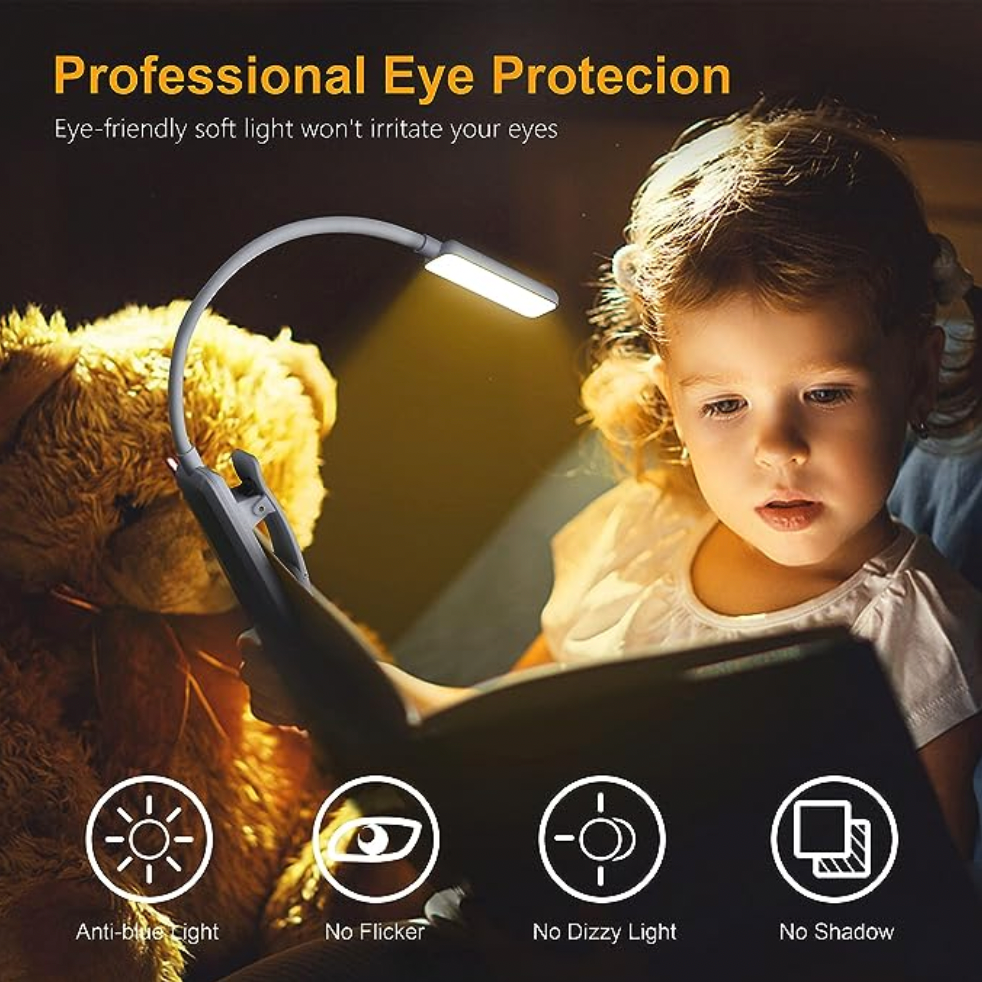 Rechargeable Mini Book Light LED Dimming Easy Clip Night in Bed Reading Eye Protection Lamp