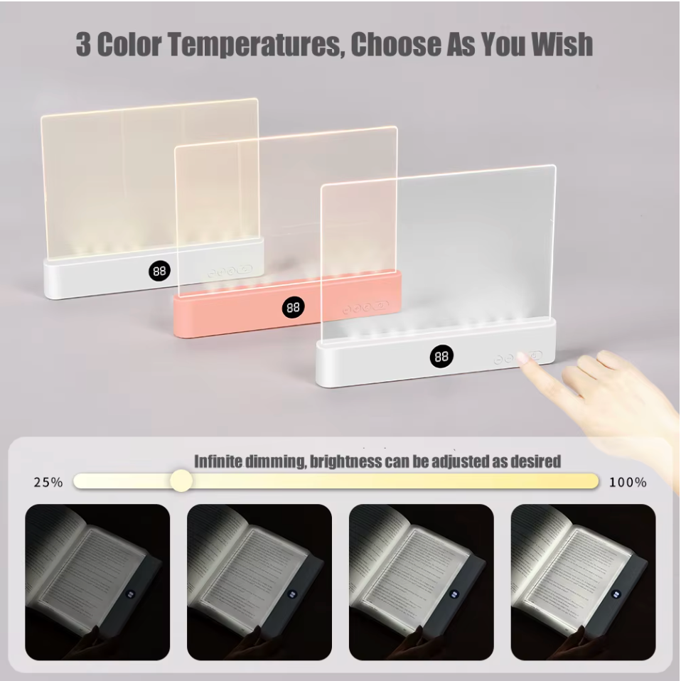 Smart Night Vision LED Flat Panel Reading Light | Eye Protection Book Lamp