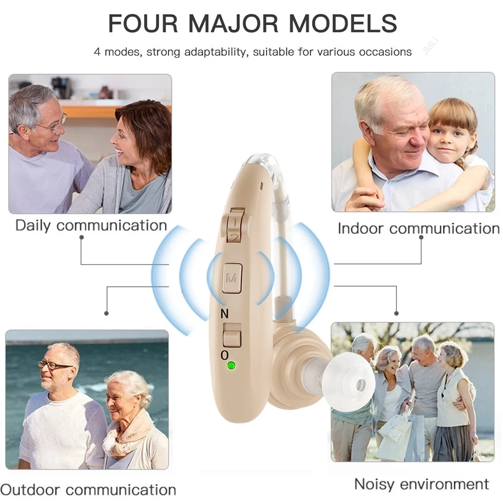 Mini Rechargeable Hearing Aid Digital BTE Hearing Aids Adjustable Tone Sound Amplifier Portable Deaf Elderly digital Hearing Aid (2pc)