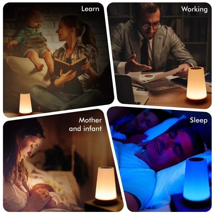 13 Colour Changing Dimmable Night Light Table Bedside Lamp Remote Control Touch USB Rechargeable