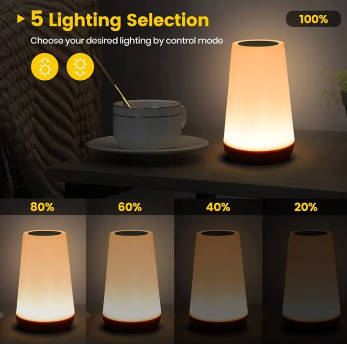 13 Colour Changing Dimmable Night Light Table Bedside Lamp Remote Control Touch USB Rechargeable