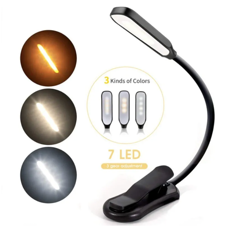 Rechargeable Mini Book Light LED Dimming Easy Clip Night in Bed Reading Eye Protection Lamp
