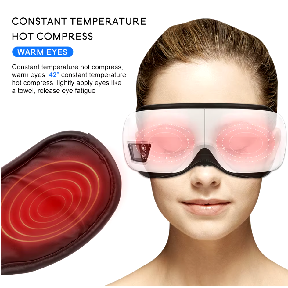 Eye Massage Instrument Vibration Airbag Pressure Hot Compress Eye Massager Bluetooth Music Relax Fatigue Eye Care Foldable