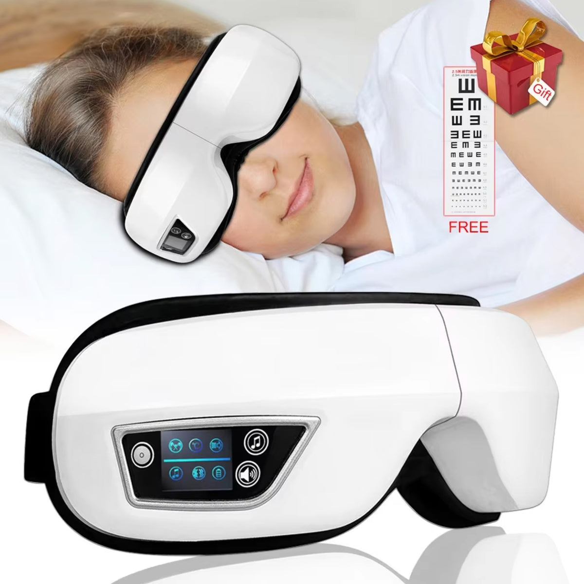 Eye Massage Instrument Vibration Airbag Pressure Hot Compress Eye Massager Bluetooth Music Relax Fatigue Eye Care Foldable