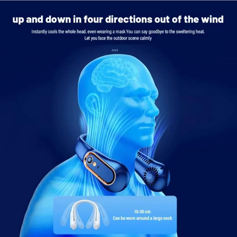 Smart Bladeless Neck Fan with LED Digital Display | 5-Speed Wearable Air Cooler