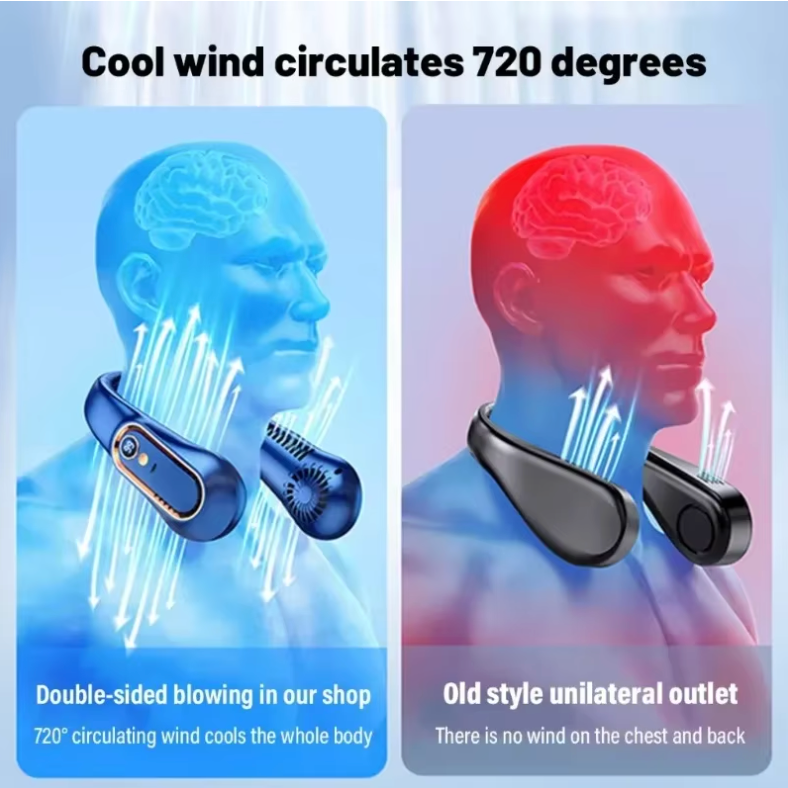 Smart Bladeless Neck Fan with LED Digital Display | 5-Speed Wearable Air Cooler