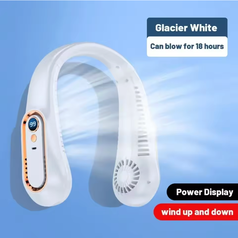 Smart Bladeless Neck Fan with LED Digital Display | 5-Speed Wearable Air Cooler