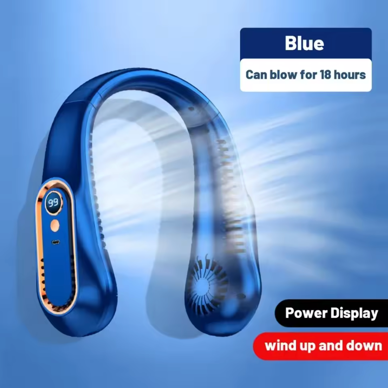 Smart Bladeless Neck Fan with LED Digital Display | 5-Speed Wearable Air Cooler